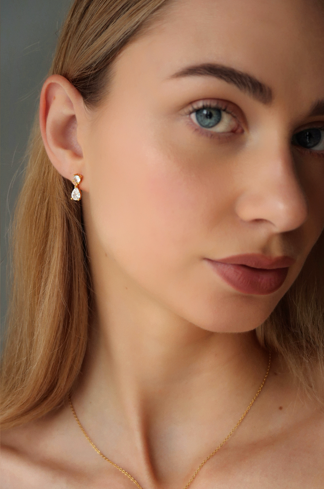 Zirconia Pear Cut Stud Earrings