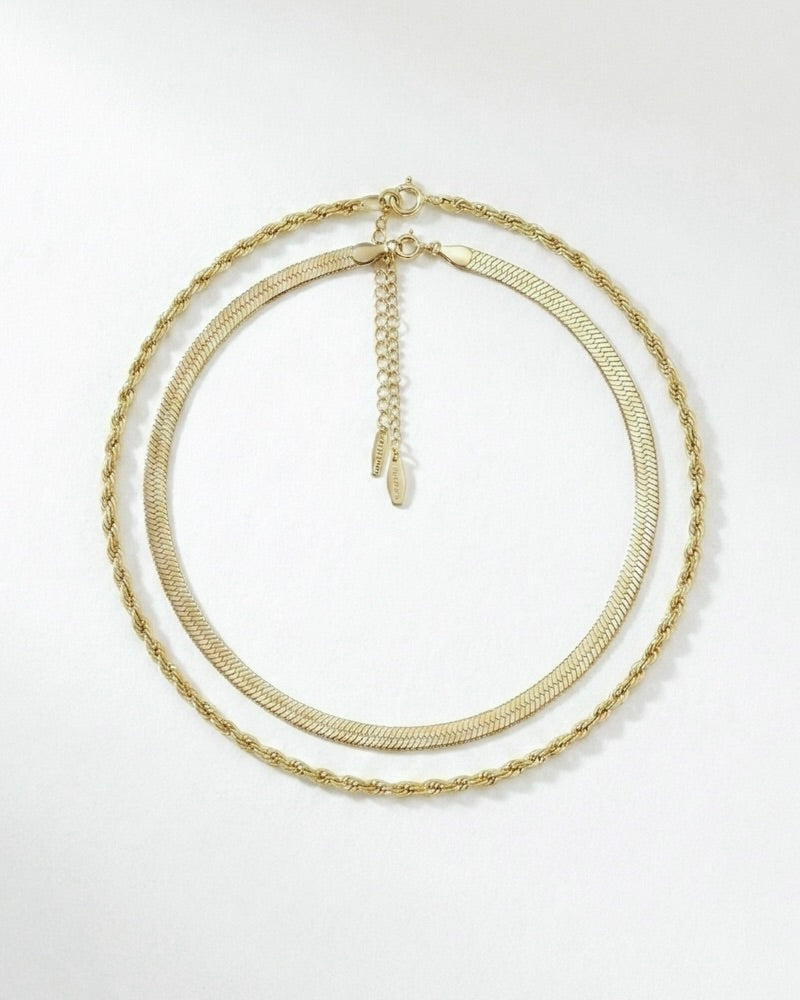Flat Snake Necklace & Twisted Chain Necklace Set