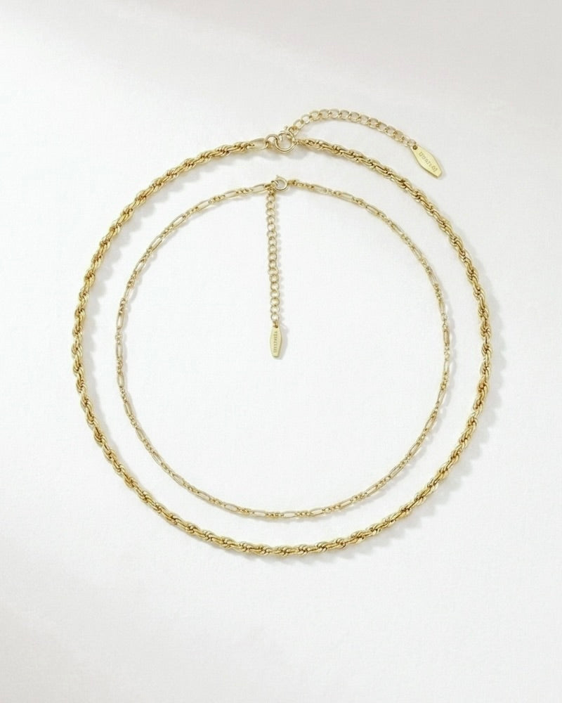 Figaro Chain Necklace & Twisted Chain Necklace Set