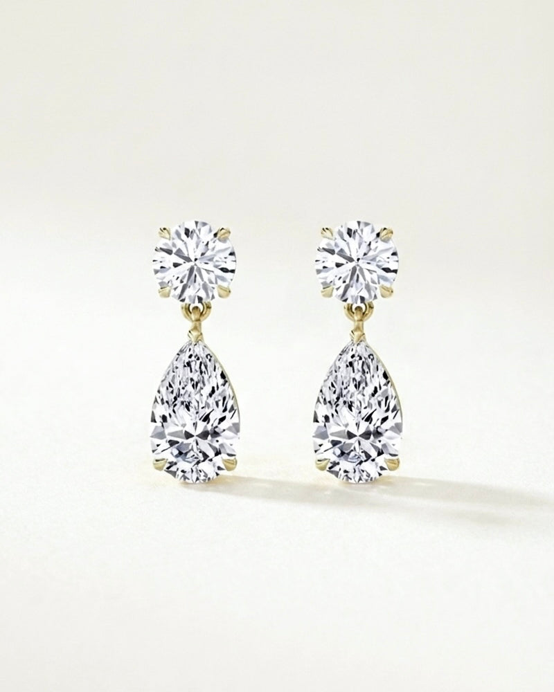 Zirconia Pear Cut Stud Earrings