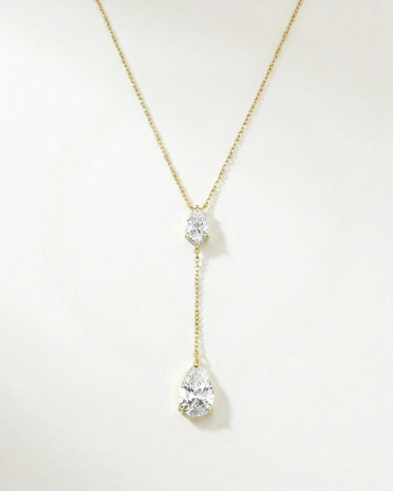Zirconia Double Pear Cut Necklace