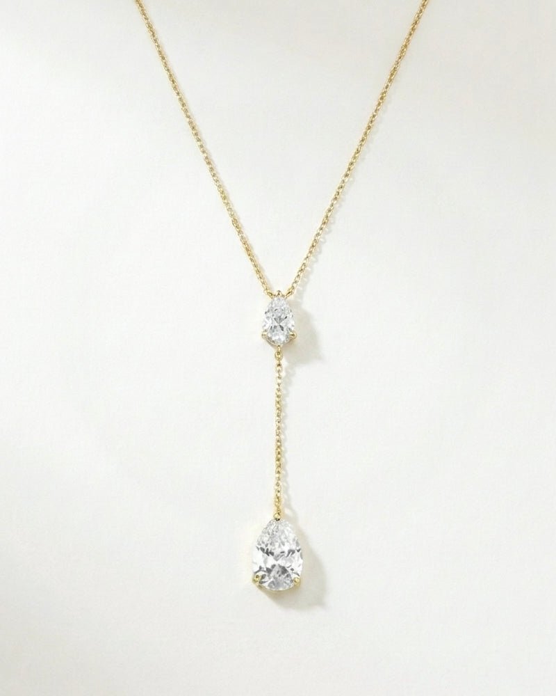 Zirconia Double Pear Cut Necklace - WSOPHIA