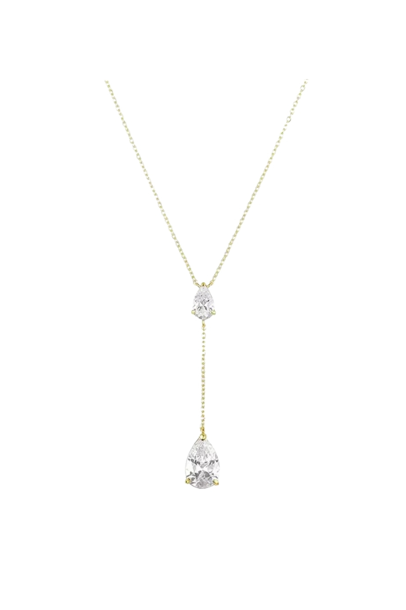 Zirconia Double Pear Cut Necklace