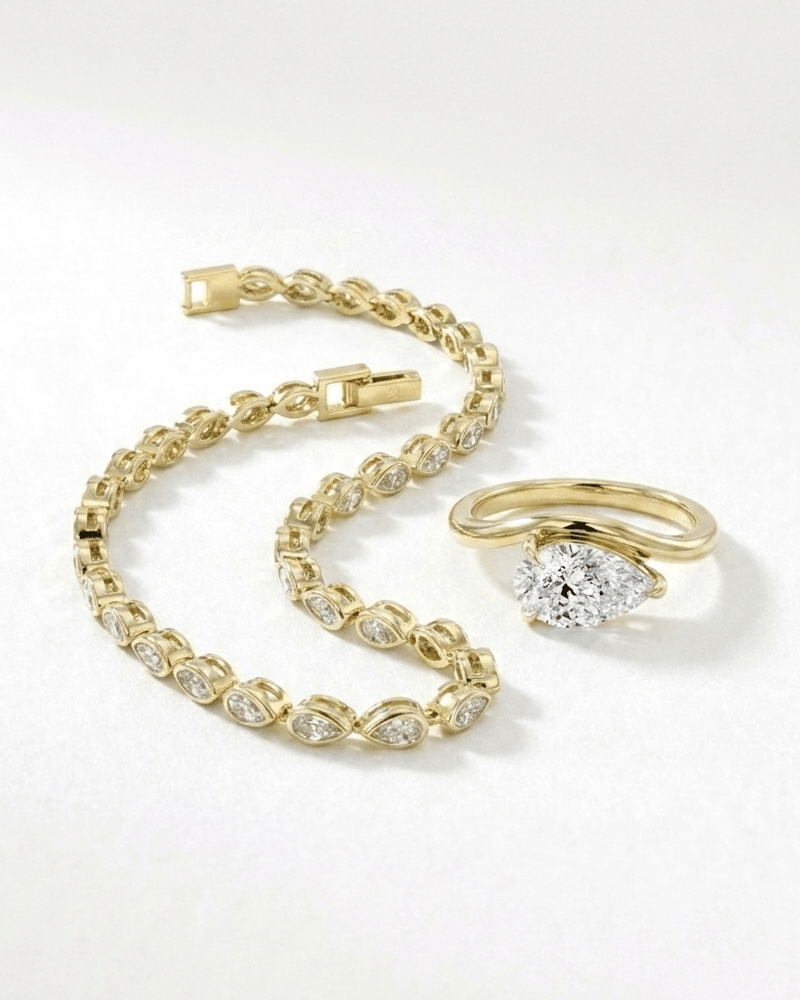 Zirconia Pear Cut Ring & Bracelet Set - WSOPHIA
