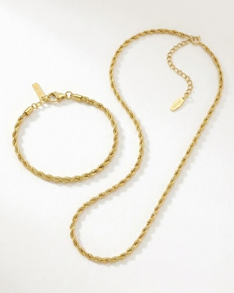 Twisted Chain Necklace & Bracelet Set