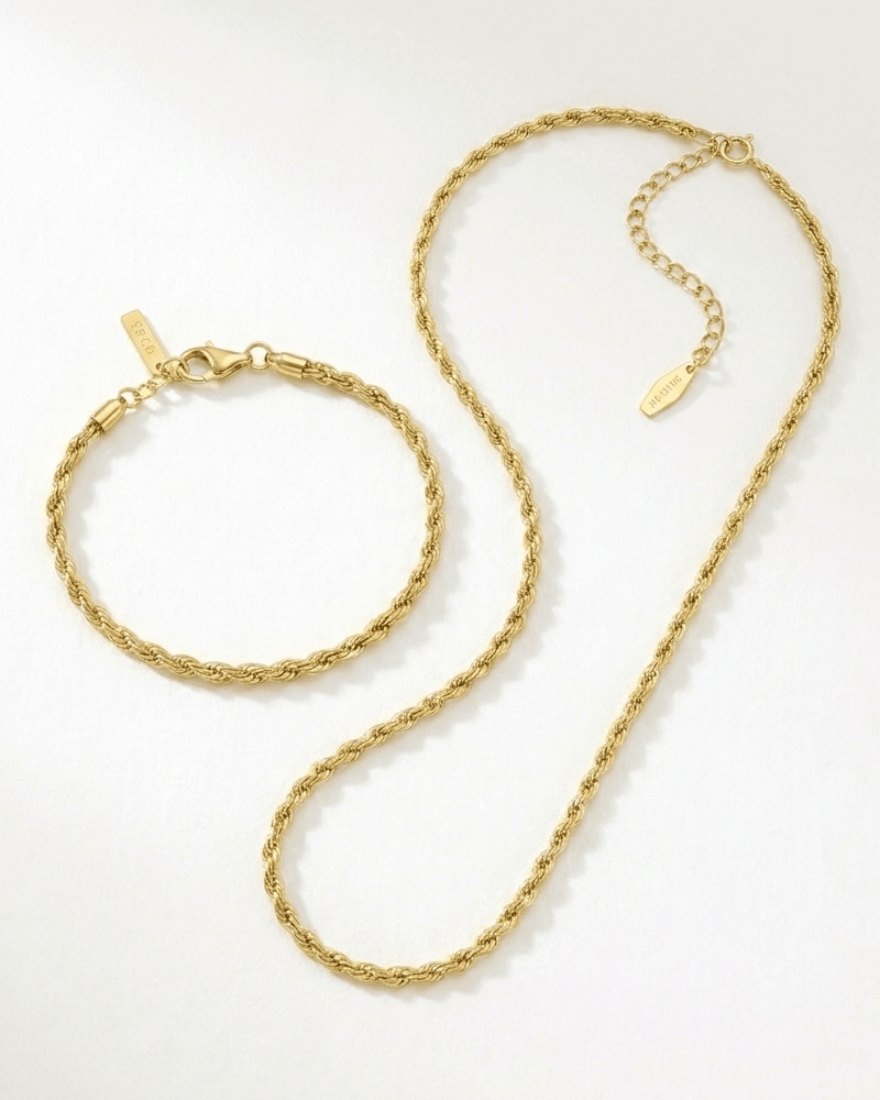 Twisted Chain Necklace & Bracelet Set - WSOPHIA