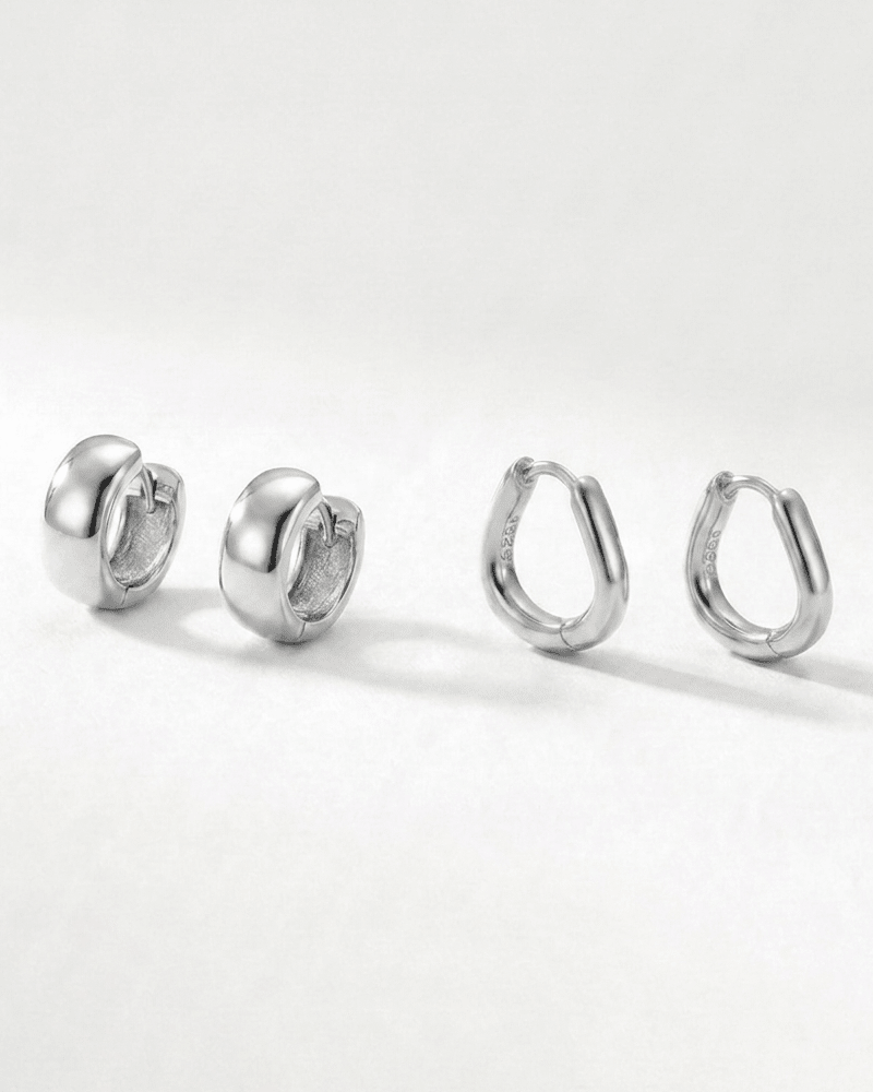 Wide & Twisted Small Hoop Earrings Set - WSOPHIA