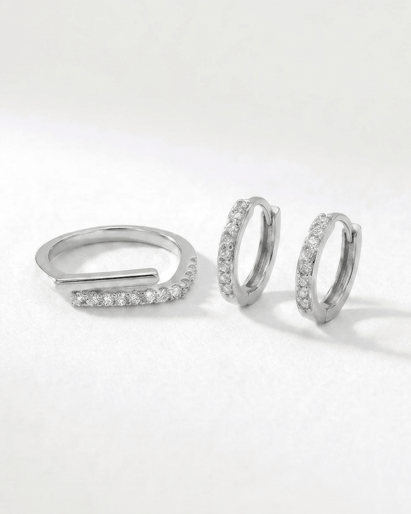 Zirconia Earrings & Ring Set - WSOPHIA