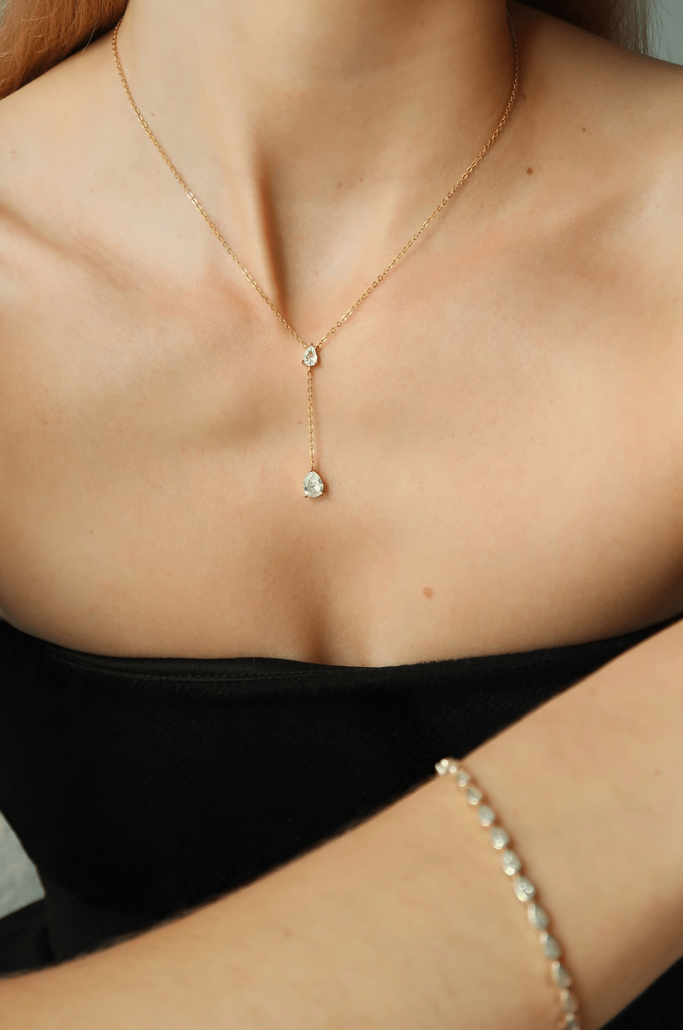 Zirconia Double Pear Cut Necklace - WSOPHIA