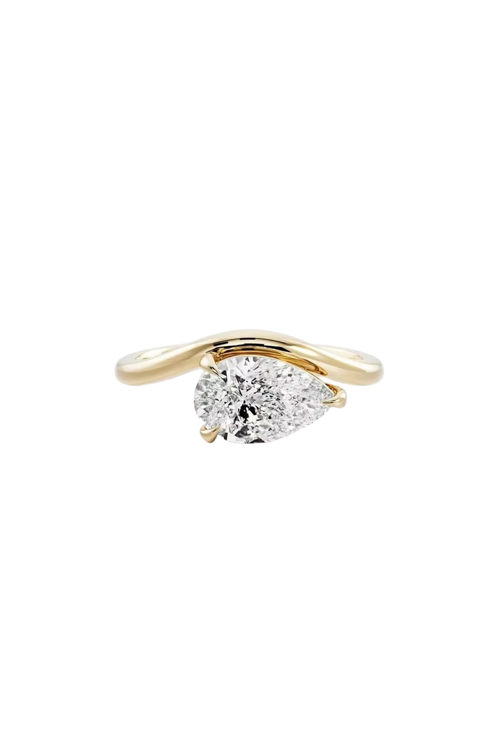 Zirconia Pear Cut Curved Ring