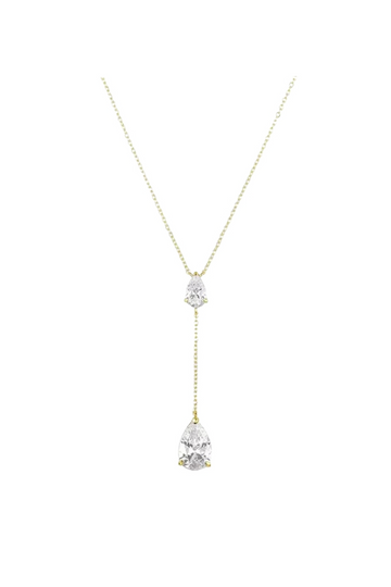 Zirconia Double Pear Cut Necklace