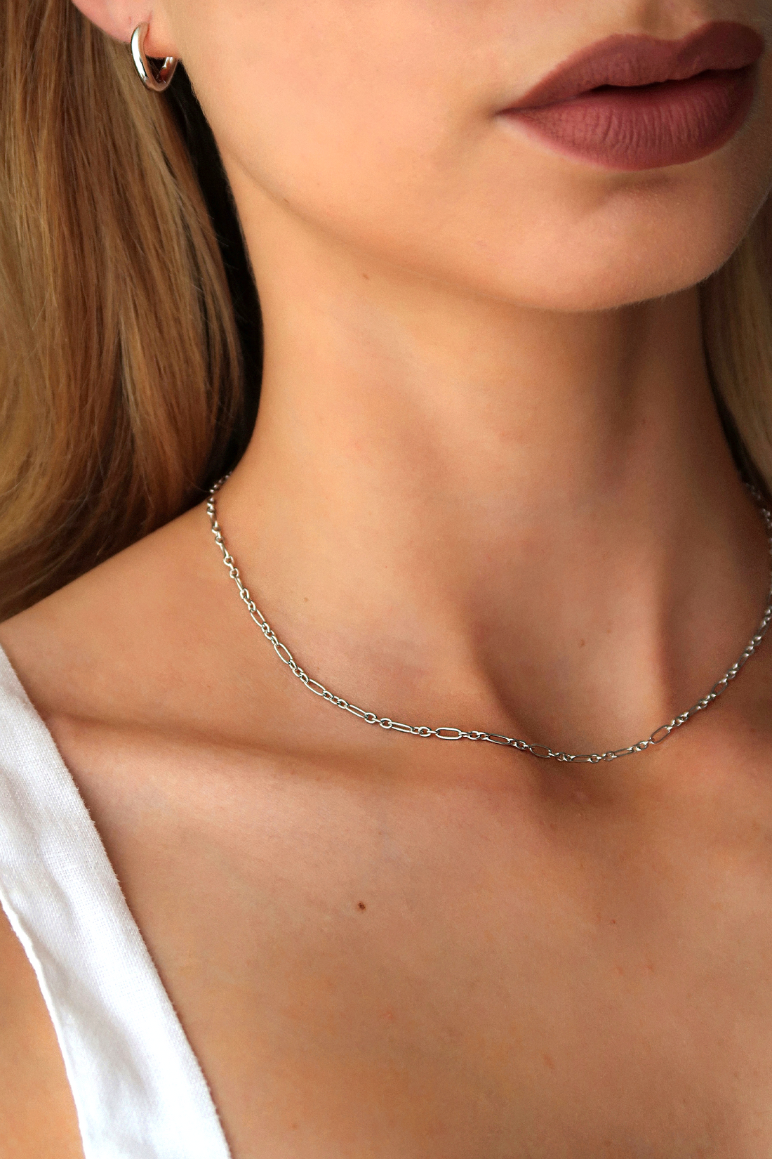 Flat Snake Necklace & Figaro Chain Necklace Set