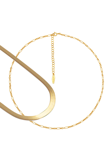 Flat Snake Necklace & Figaro Chain Necklace Set