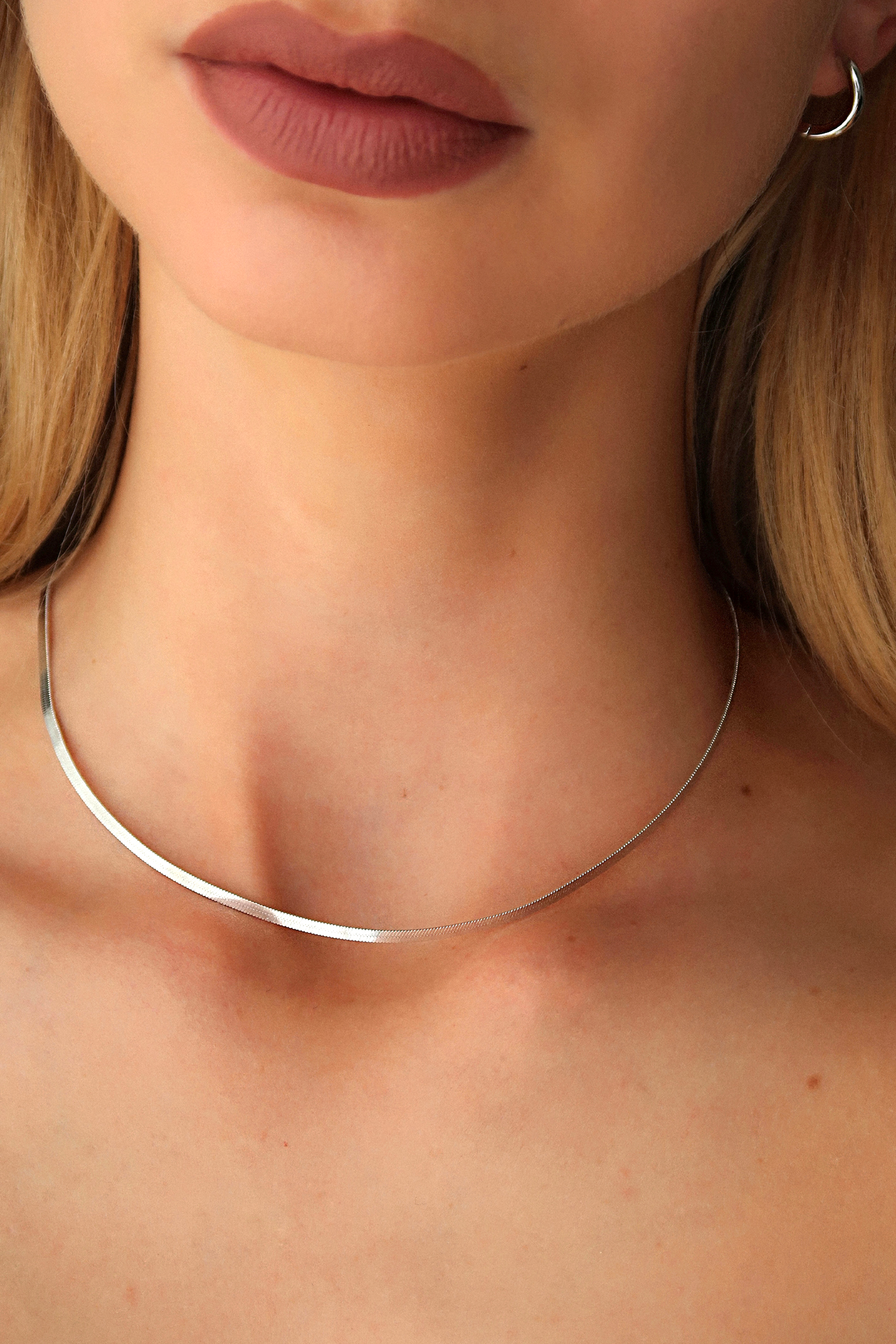 Flat Snake Necklace & Figaro Chain Necklace Set
