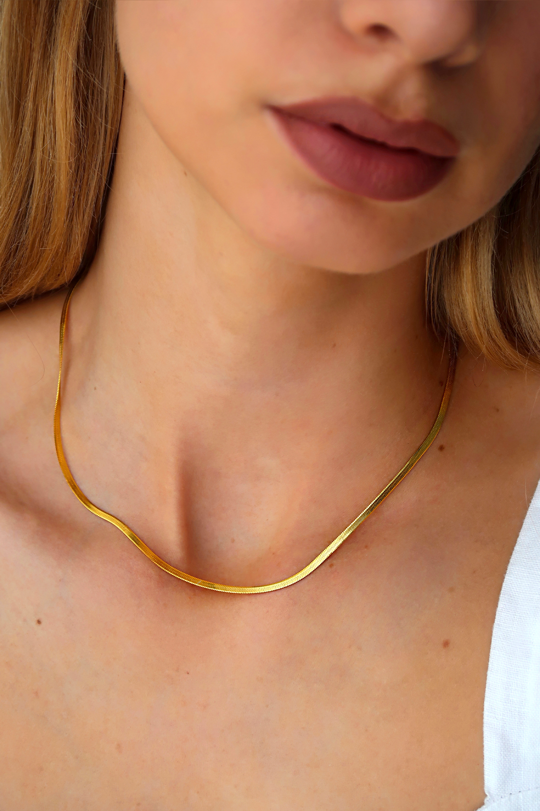 Flat Snake Necklace & Figaro Chain Necklace Set