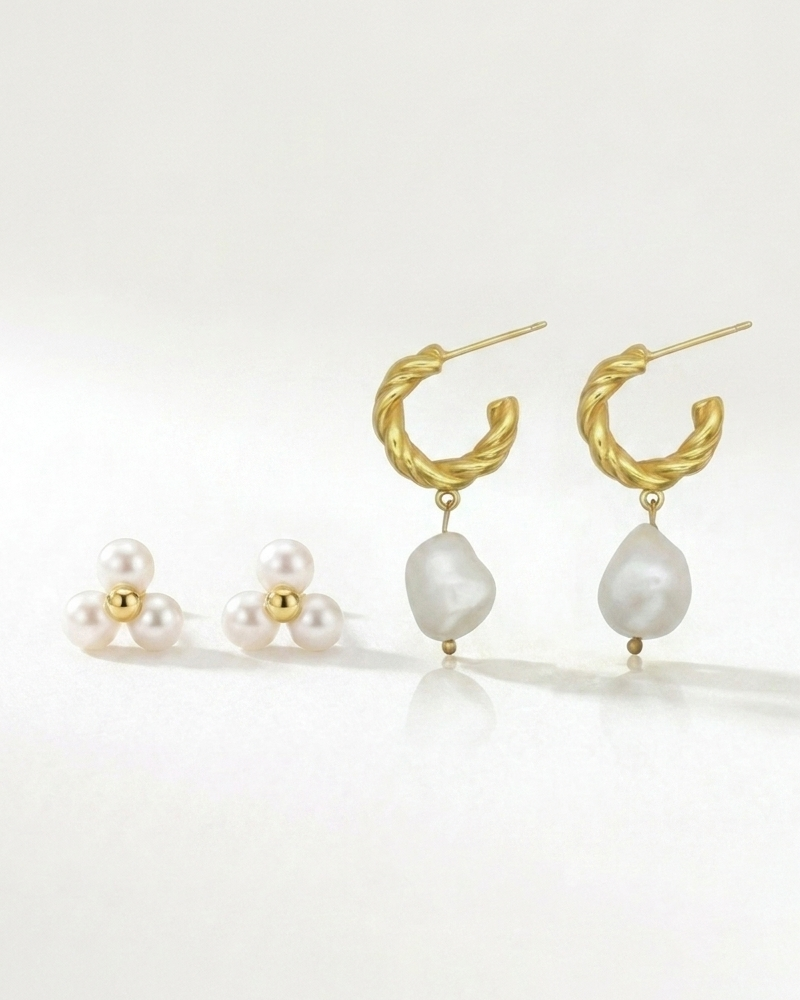 Pearl Earrings Set
