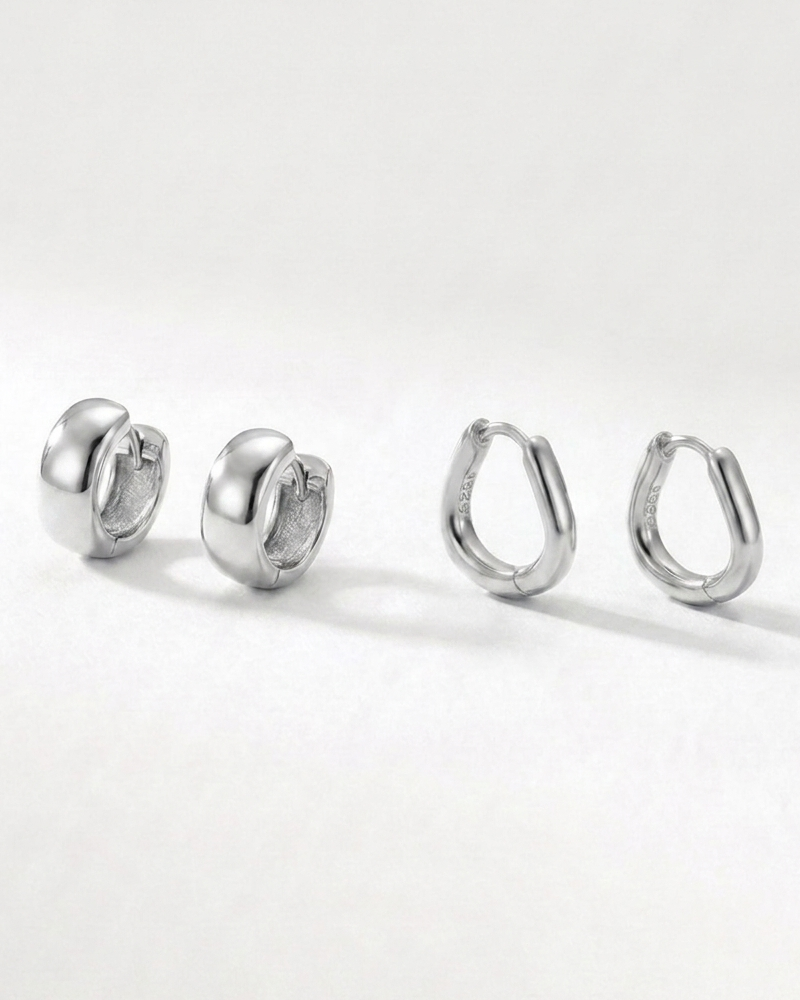 Wide & Twisted Small Hoop Earrings Set