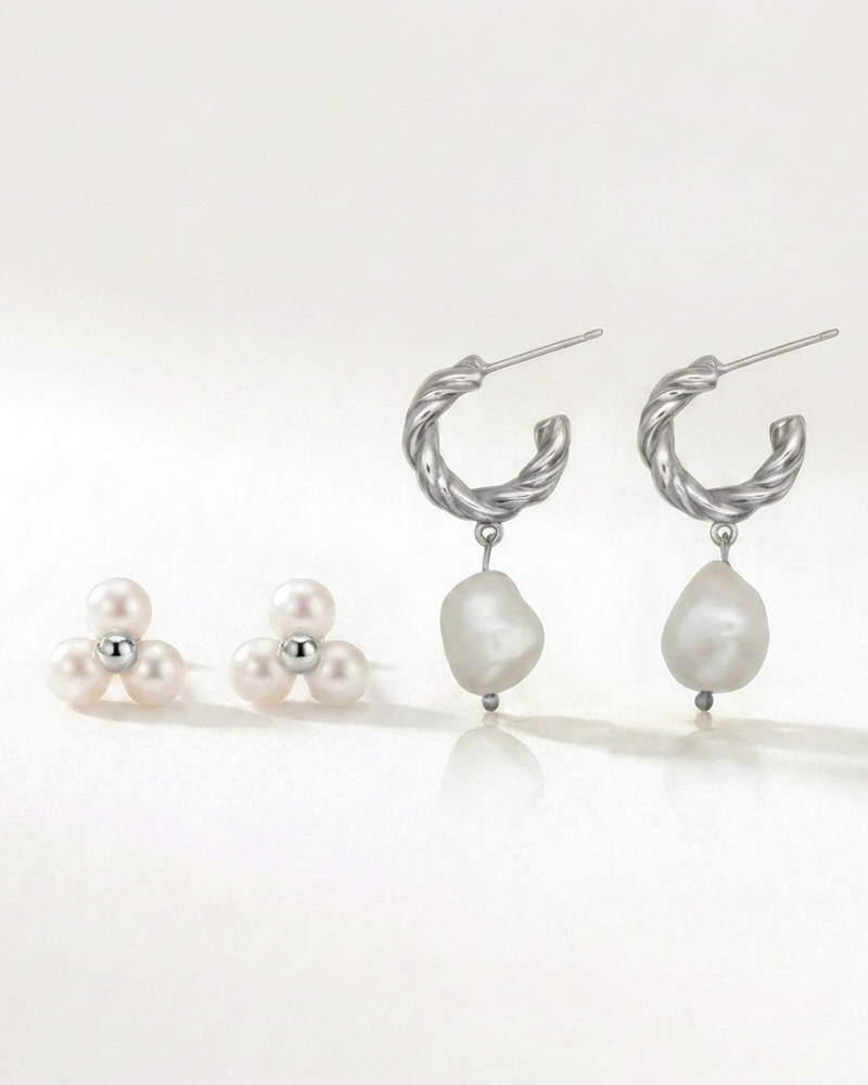 Pearl Earrings Set