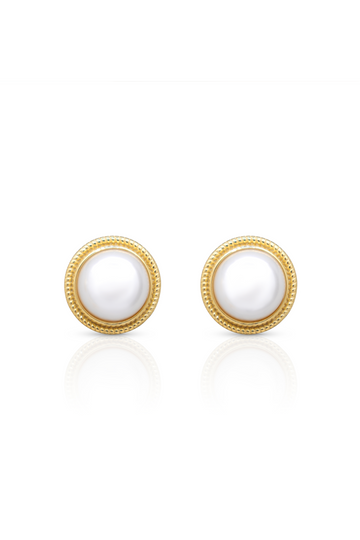 Round Big Pearl Stud Earrings