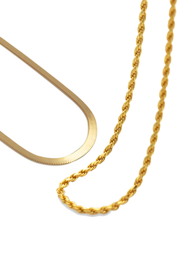 Flat Snake Necklace & Twisted Chain Necklace Set